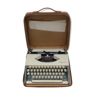 Machine à écrire Olympia de luxe en métal couleur gris portatif dimension : H-8cm-L-30cm- Pr-29cm-