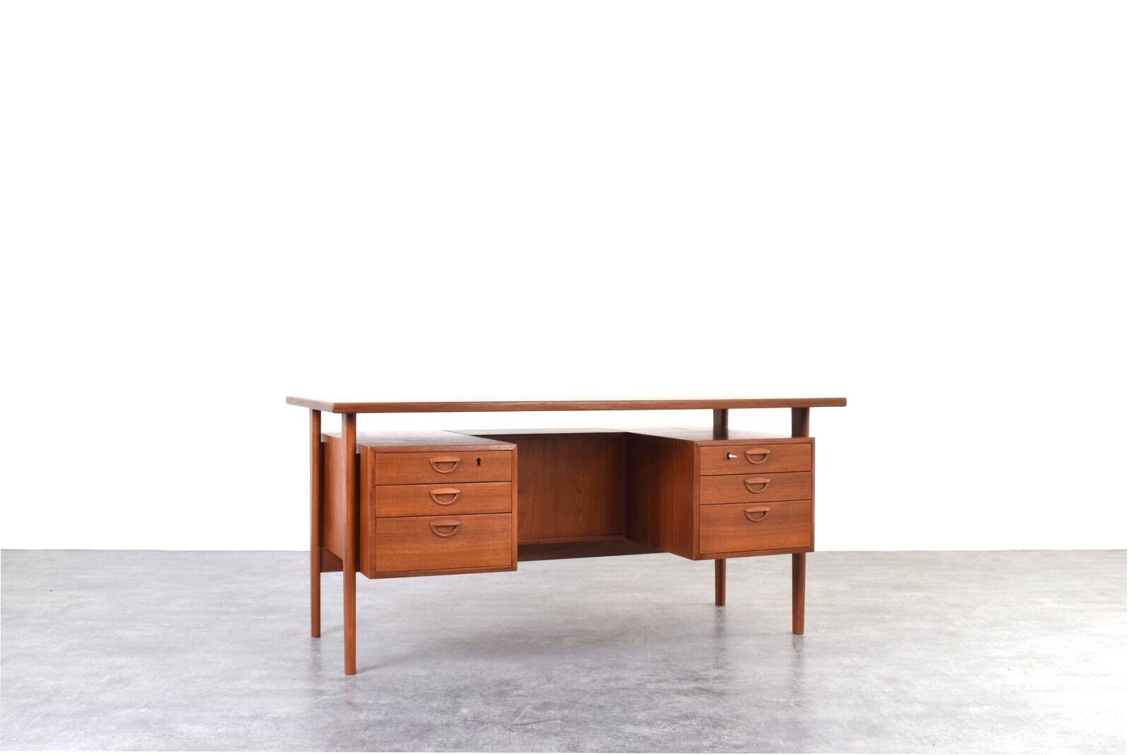 Mid-Century Danish Teak Executive Desk by Kai Kristiansen for FM Møbler