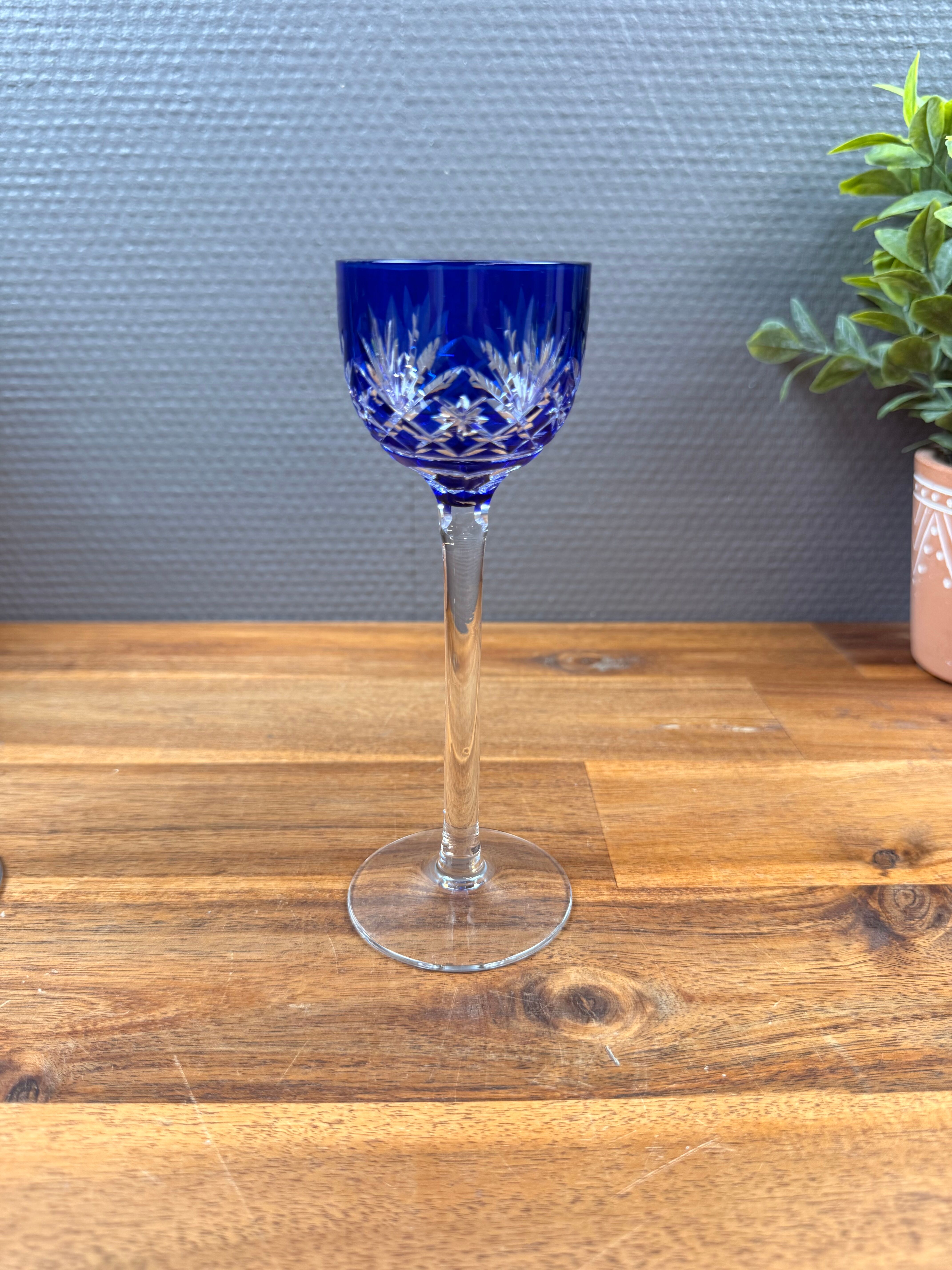 Set of 8 Coloured Cut Crystal Liqueur Glasses