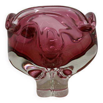 Mid century Murano glass pink bowl , 1970s