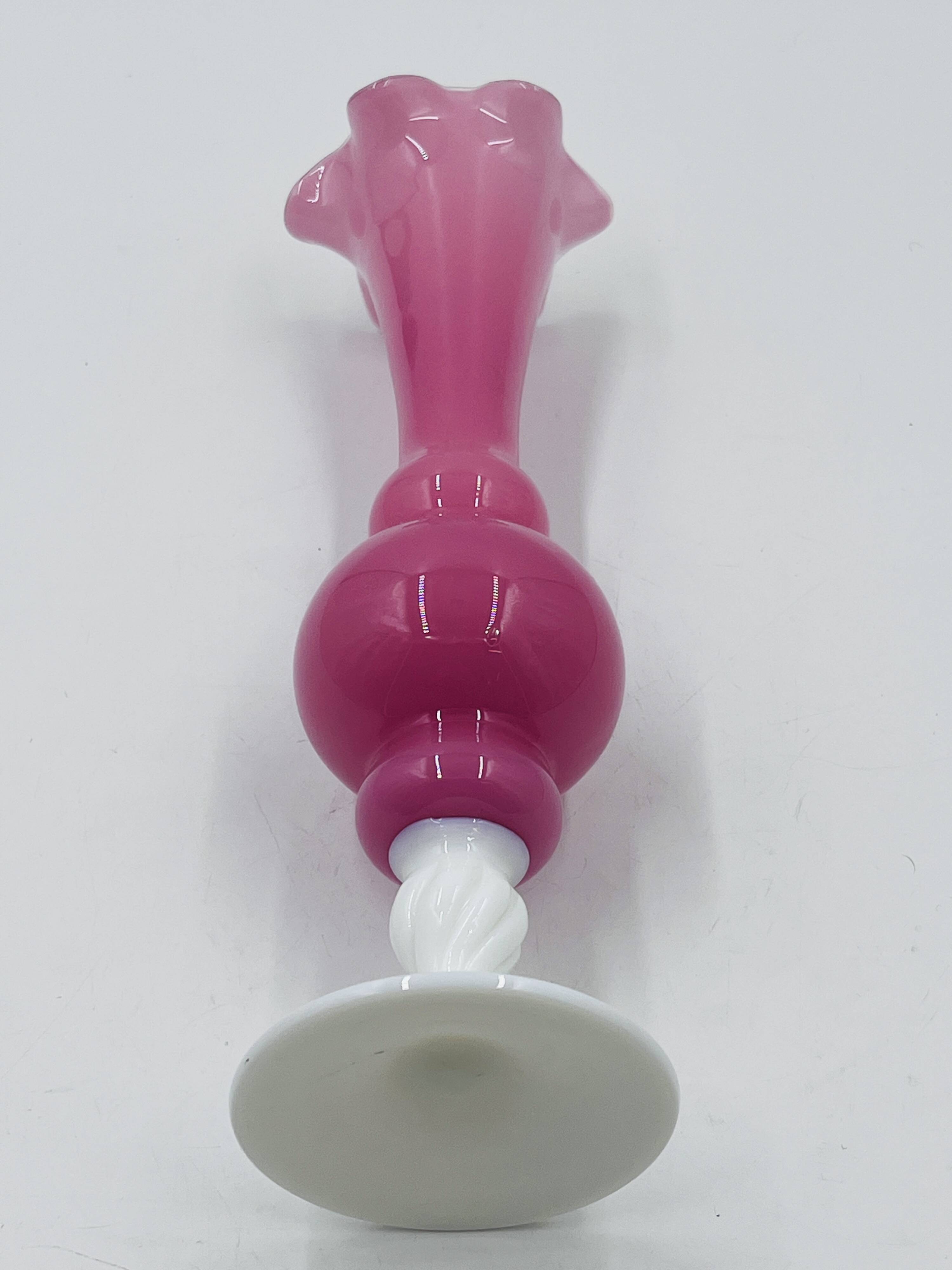 Pink and white opaline vase 31 cm