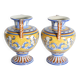 Large Hand-Painted Ceramic Double Handled Vases,  France, Set of 2