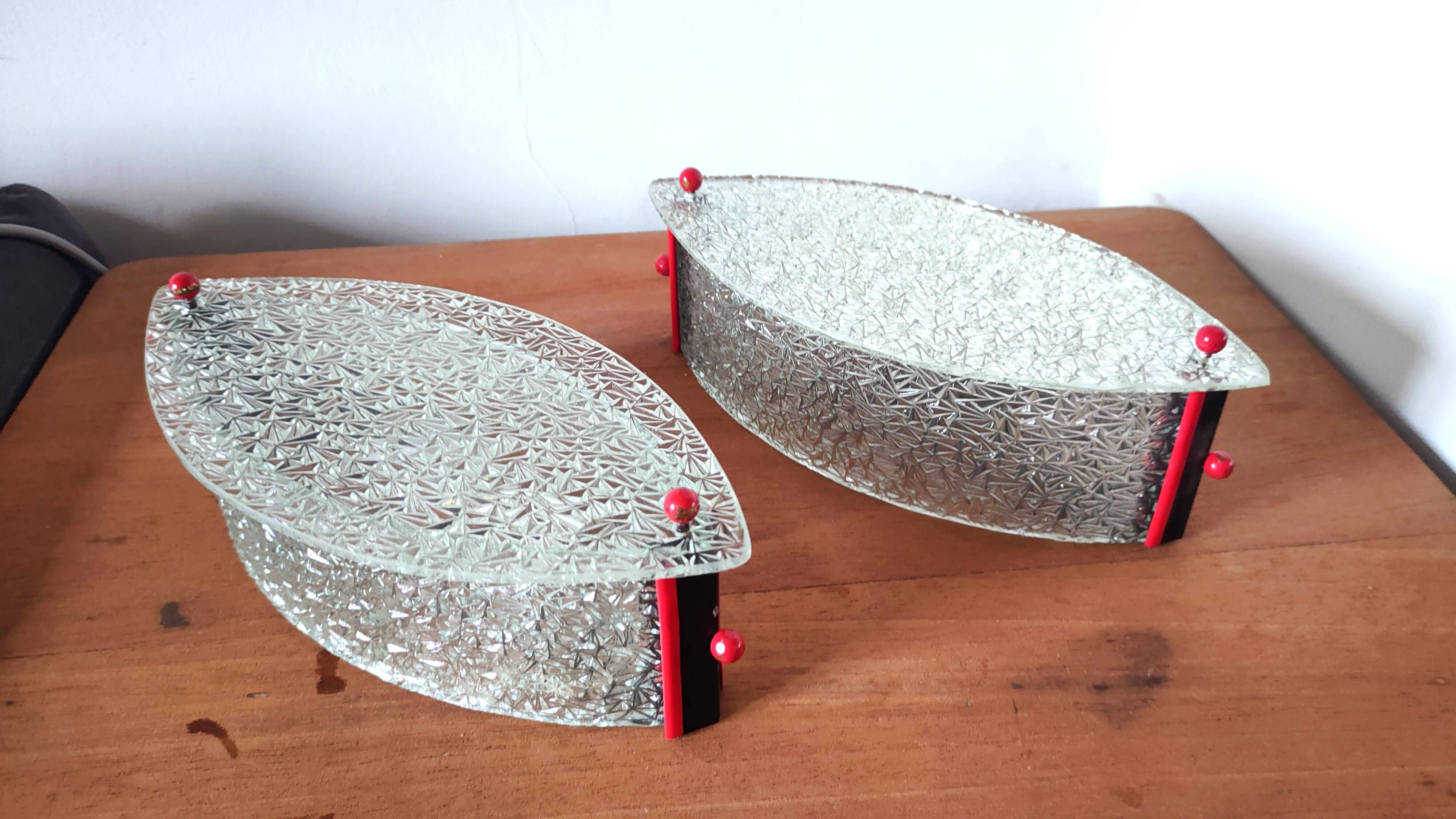 Pair of designer glass eye sconces from the 60s and 70s