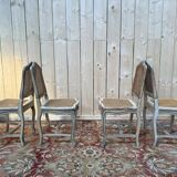 Suite de 4 chaises cannées de style Louis XV rechampi