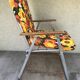 Ancient pliante alu chair - multicolor fabric 70s vintage camping garden