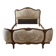 Double bed in Louis XVI style made of wood and floral fabric.
