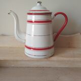 Red and white enamelled metal coffee maker