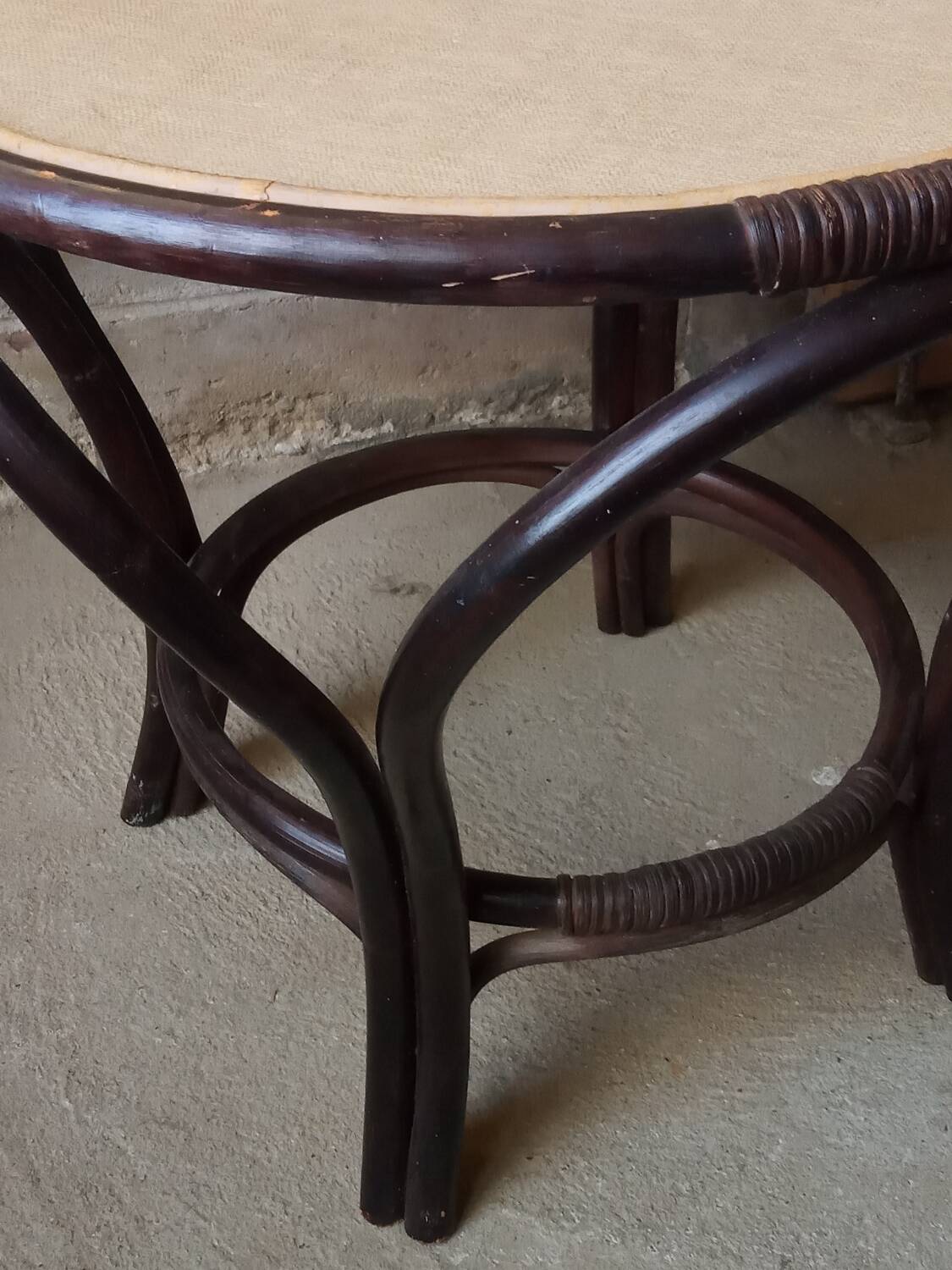 Rattan coffee table, 50s