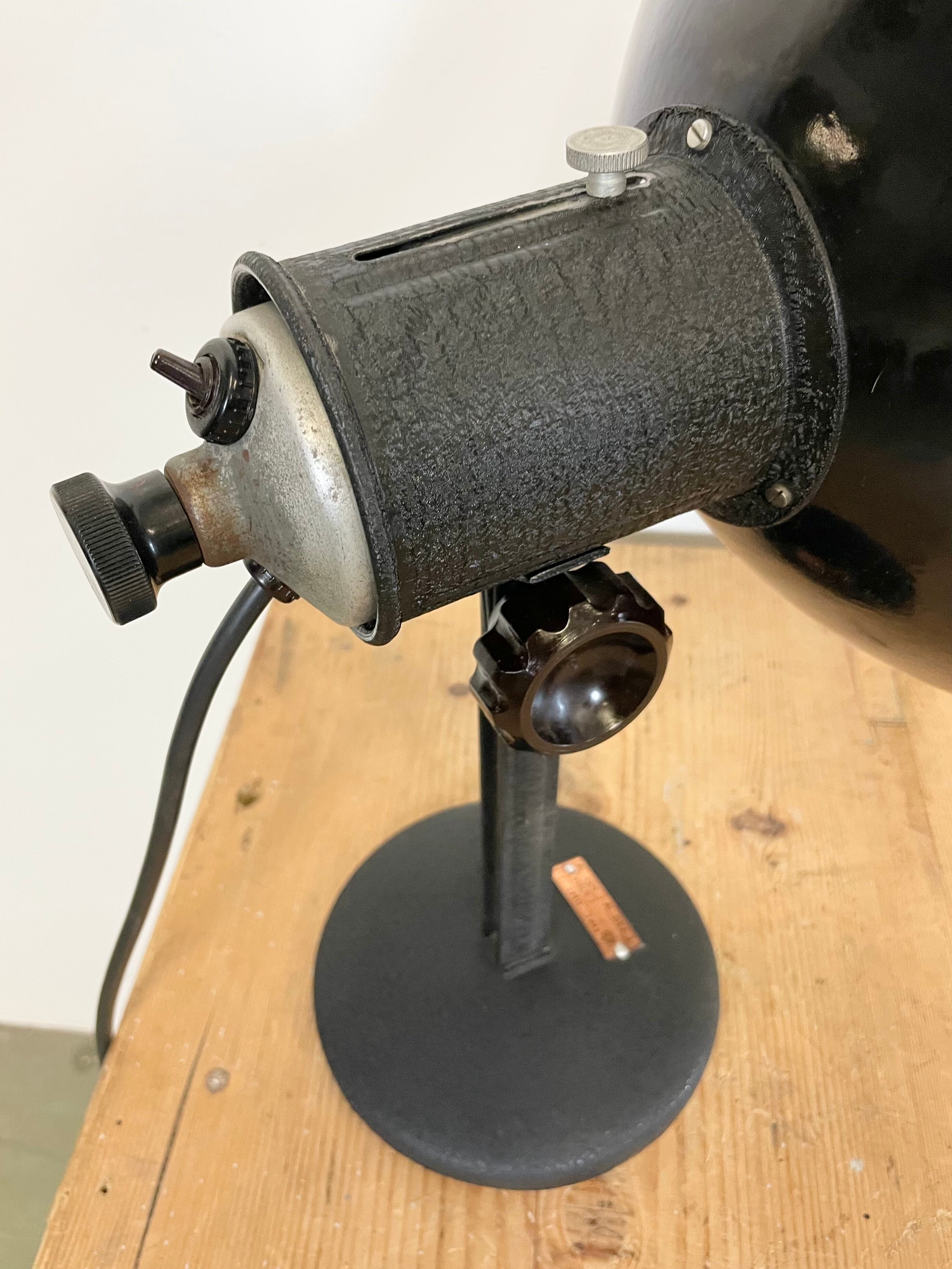 Industrial black enamel table lamp, 1950