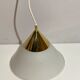 Brass and opal glass hanging space age lamp by Limburg Glashütte