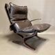 Fauteuil cuir 2 "design scandinave" 1950.