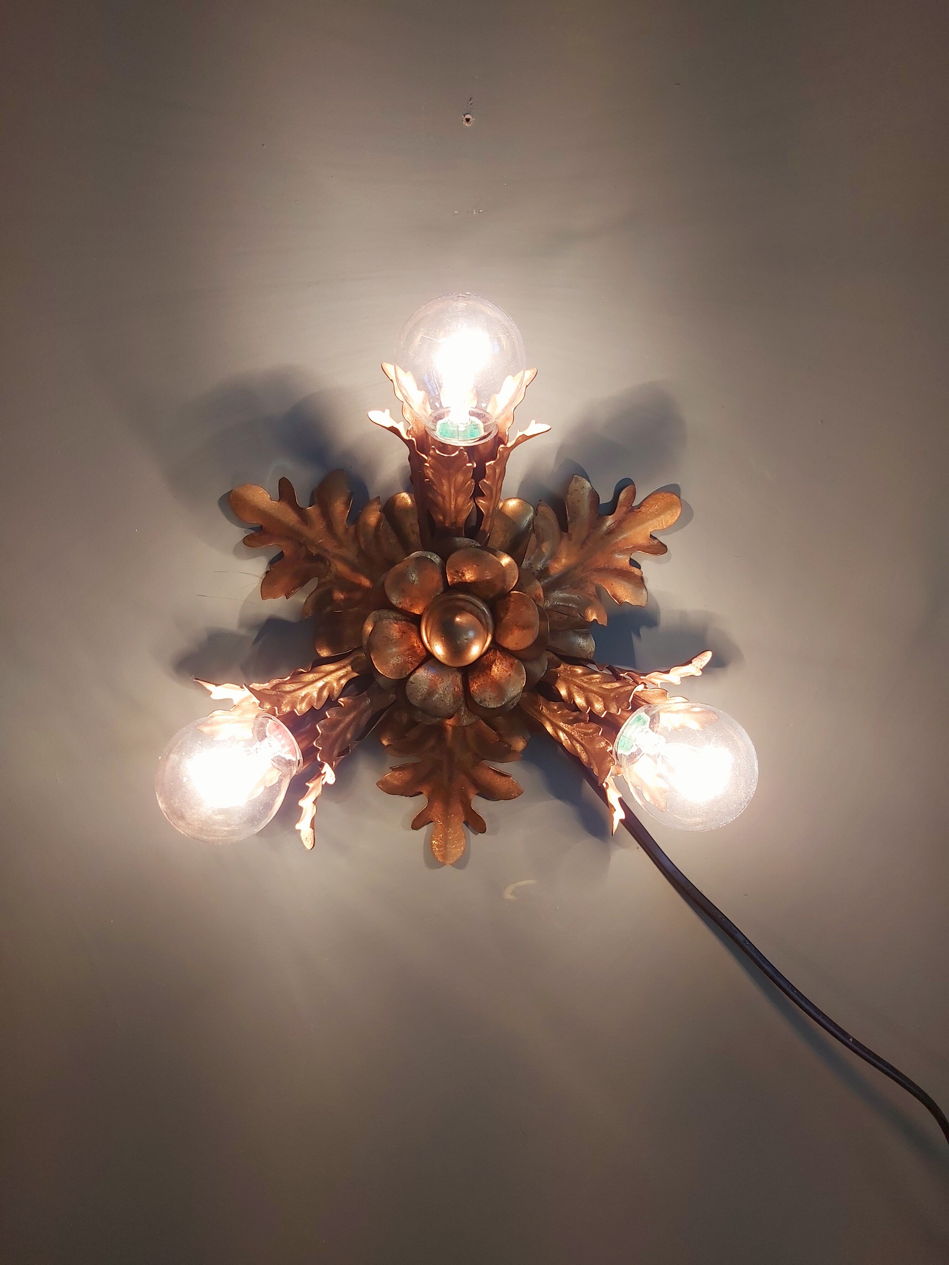 Wall lamp/ceiling lamp in gilded metal, Banci Firenze, 70s