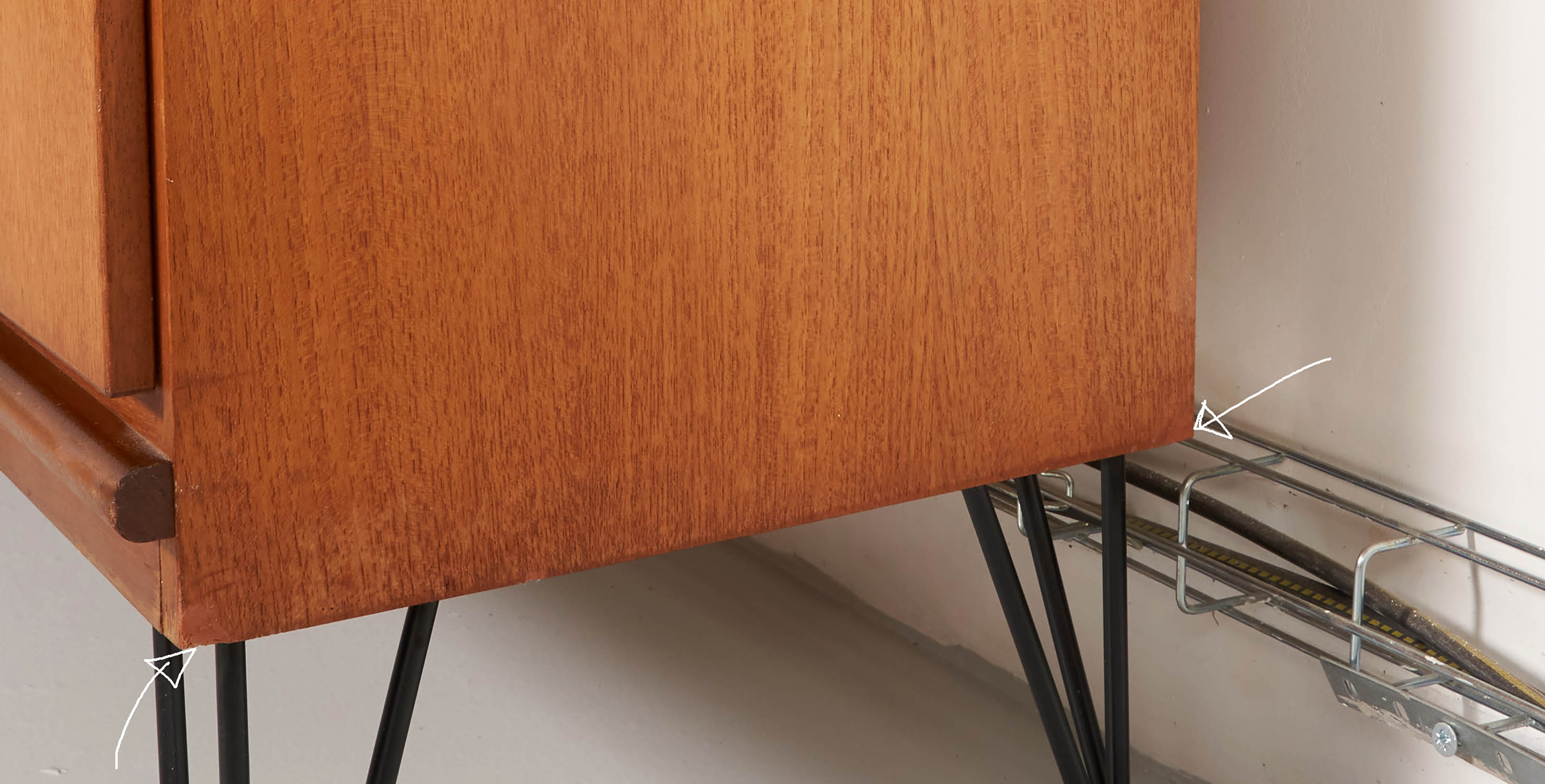 Sideboard feet metal vintage, Scandinavian style, 200cm