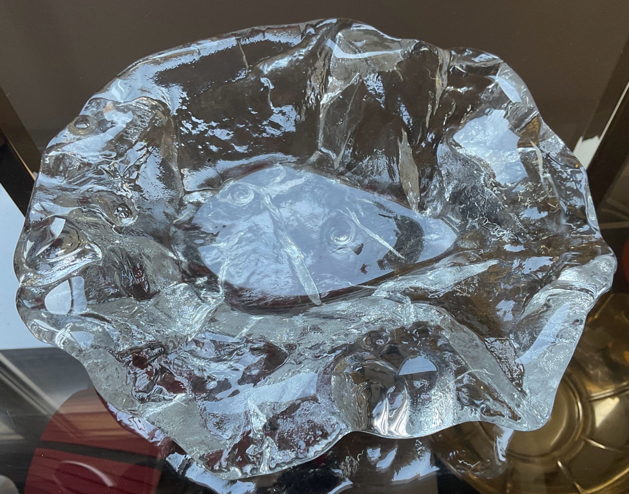 Vide poche vintage en verre moulé