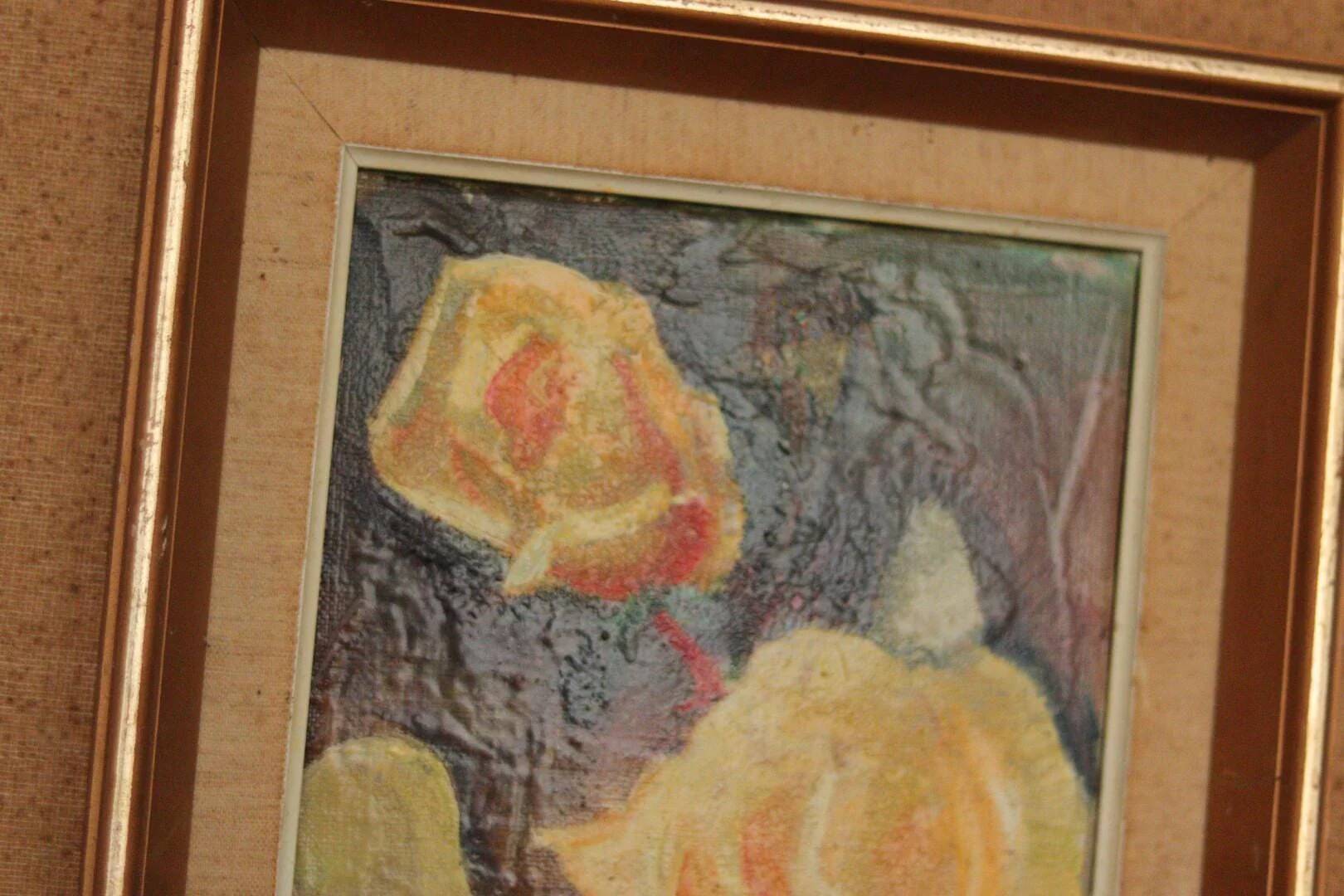 Original Mid Century Swedish Oil on Canvas – “Roses” by Hans Ripa