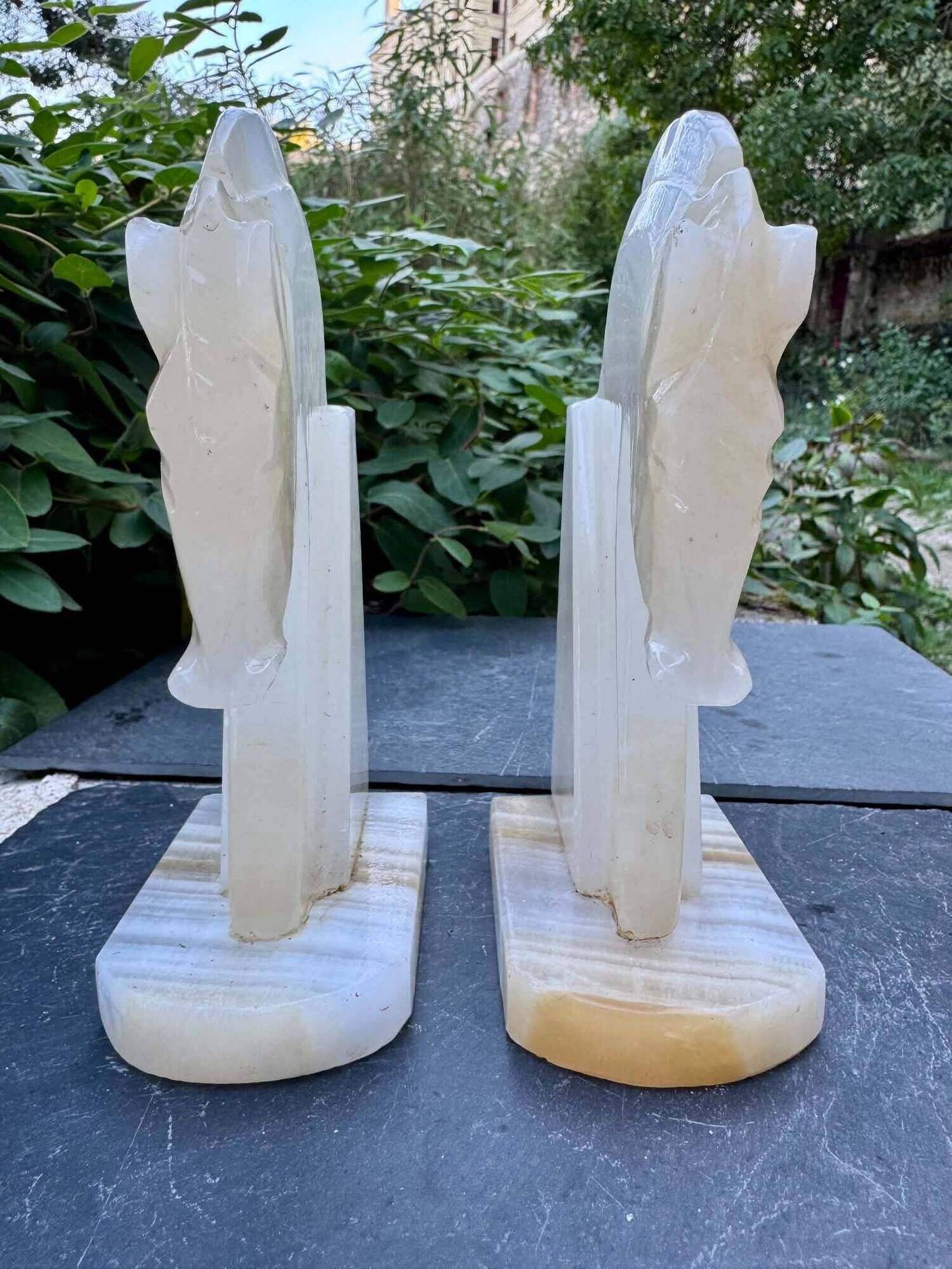 Pair of onyx bookends from the 1960s, vintage Italy.