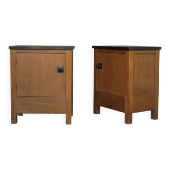 Art Deco oak Bedside Cabinets by Henk Wouda for Pander & Zn., 1920s
