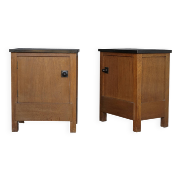 Art Deco oak Bedside Cabinets by Henk Wouda for Pander & Zn., 1920s