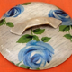 Boite ancienne lithographiée décor roses bleues années1950