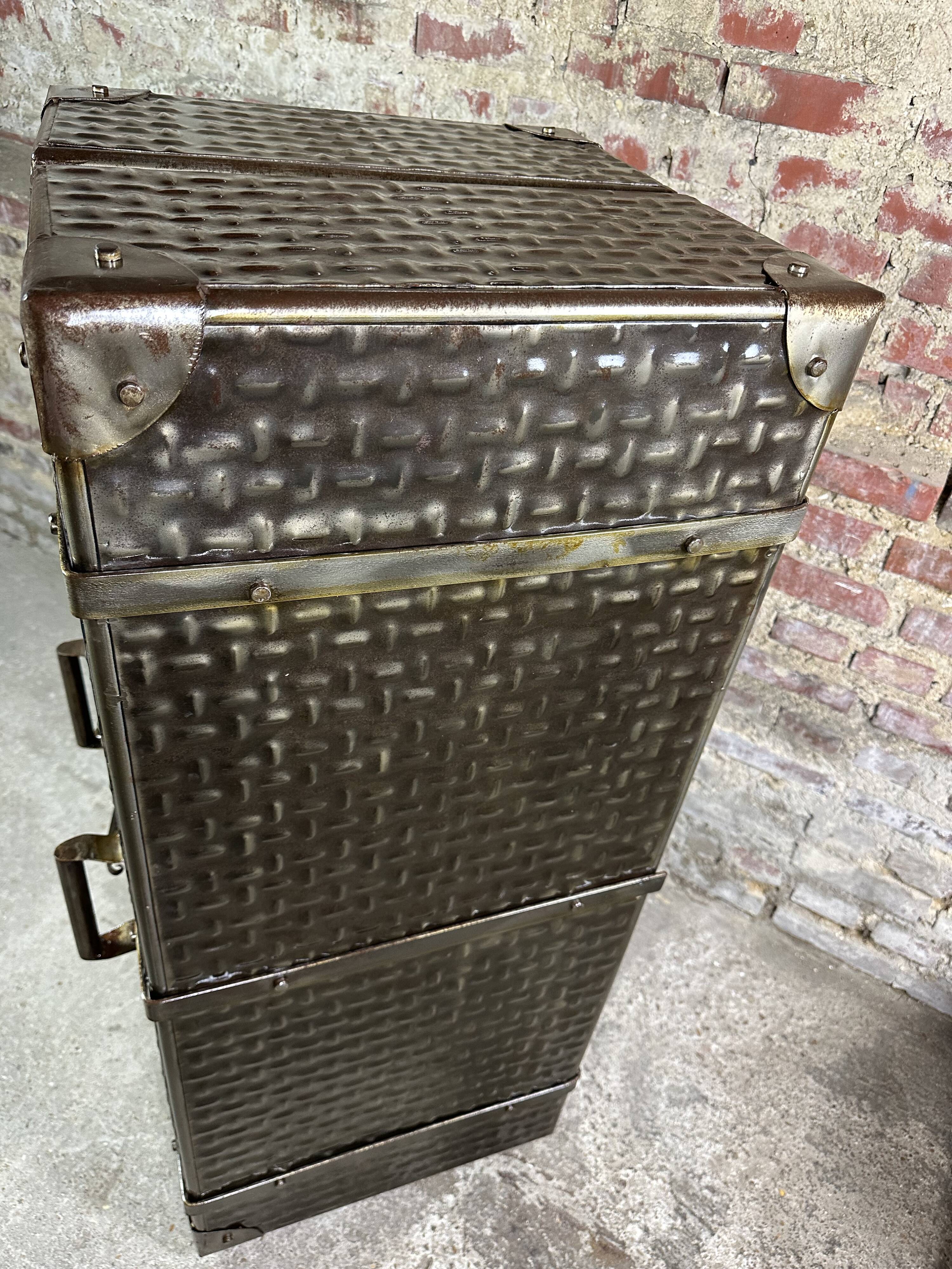 Bar trunk/storage unit in embossed steel 1980