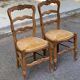 2 chaises bois massif et paillées style Louis XV sculpture coquille