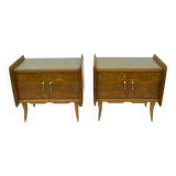 Pair of Art Deco Italian Bedside Tables White Ash Briar, 1920s