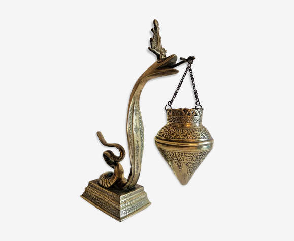 Ancienne lampe à huile orientale. syrie, egypte. xixème siècle. | Selency