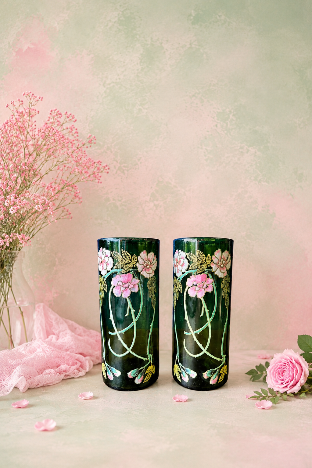 Pair of large Legras vases from the Art Nouveau period.