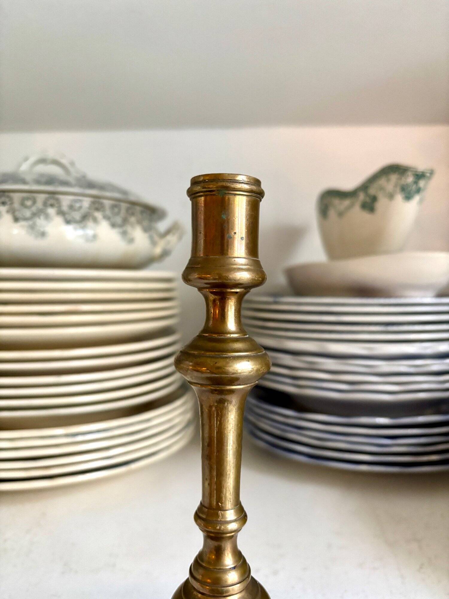 Golden brass candle holder