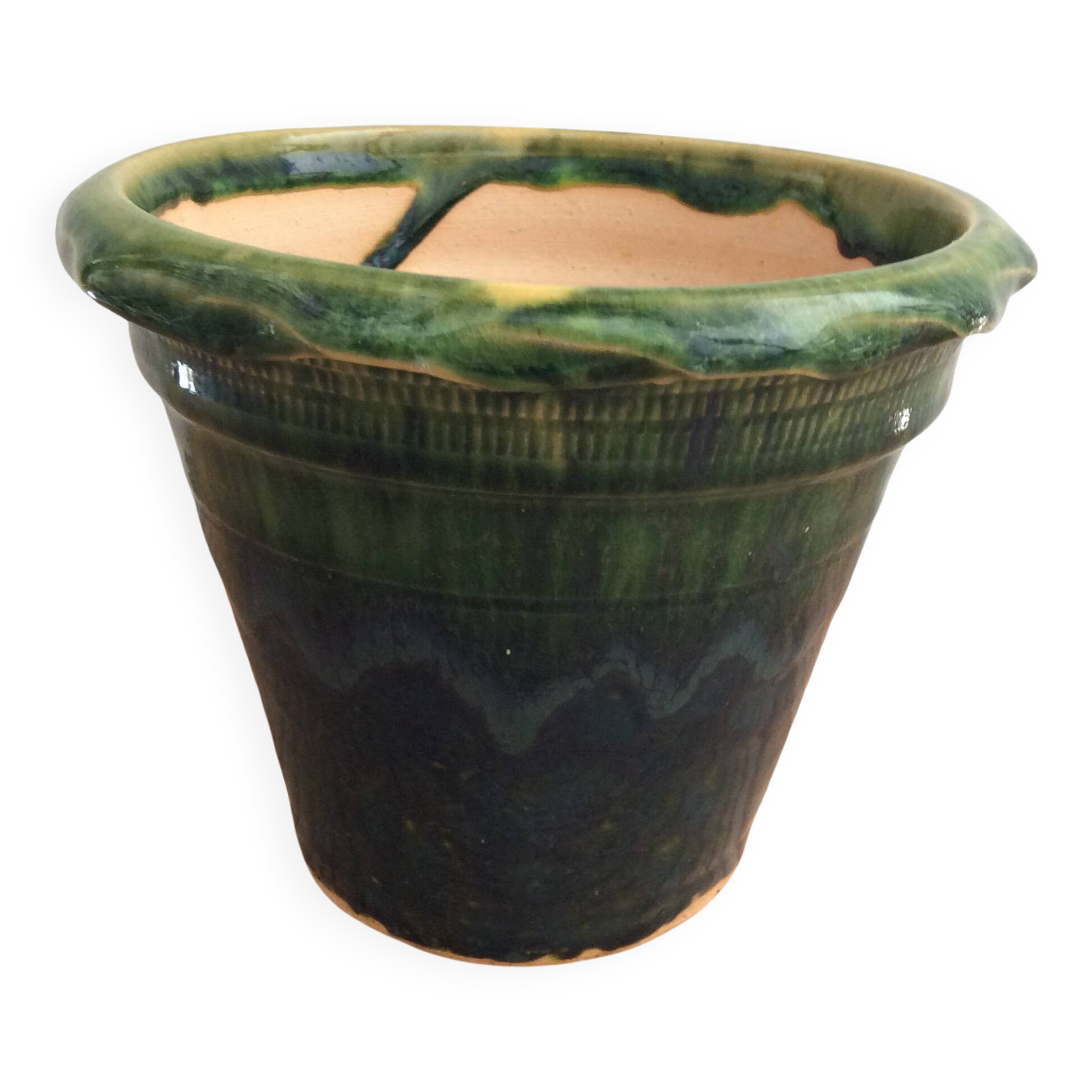 Glazed terracotta flowerpot