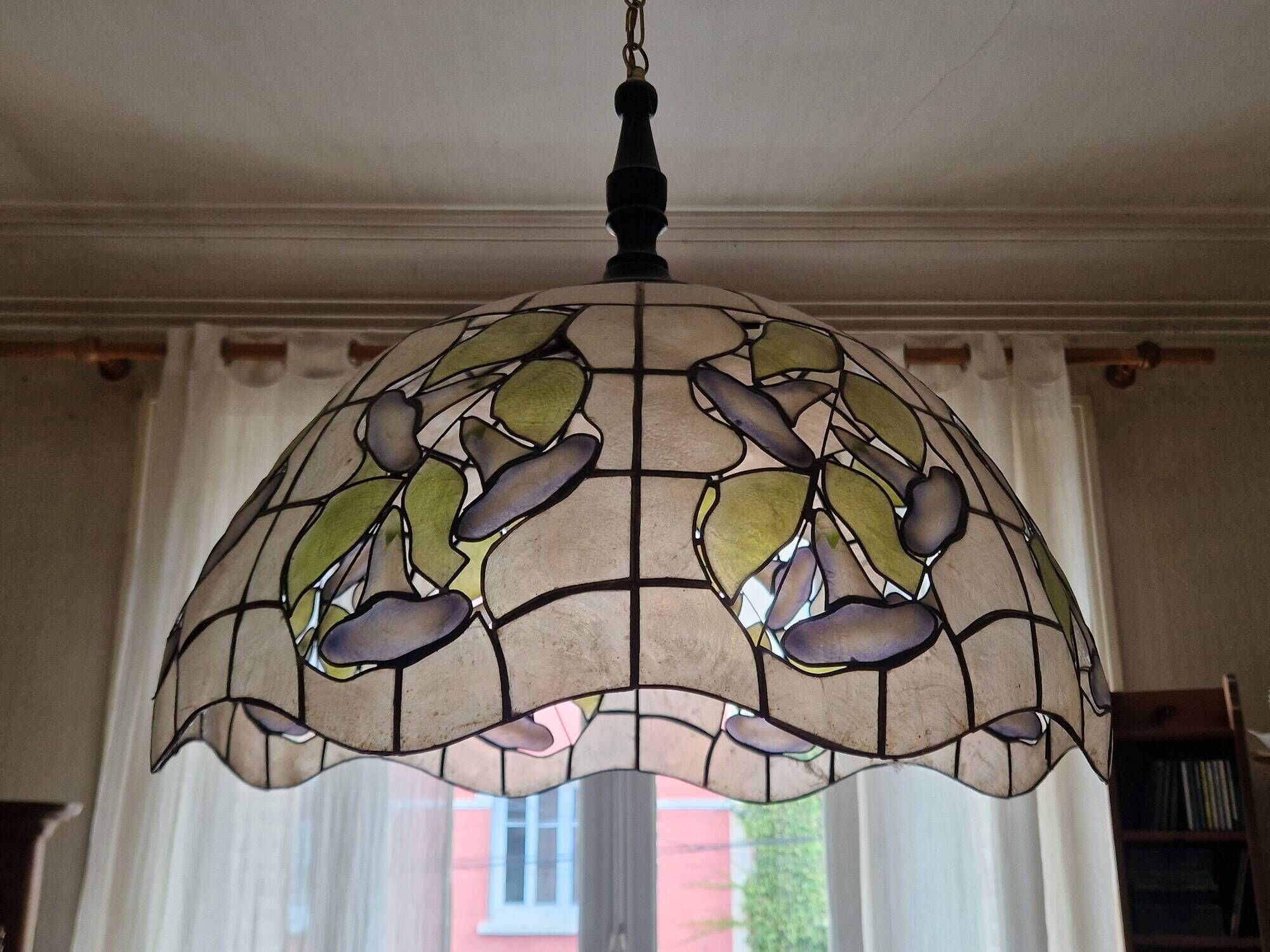 Old stained glass pendant light