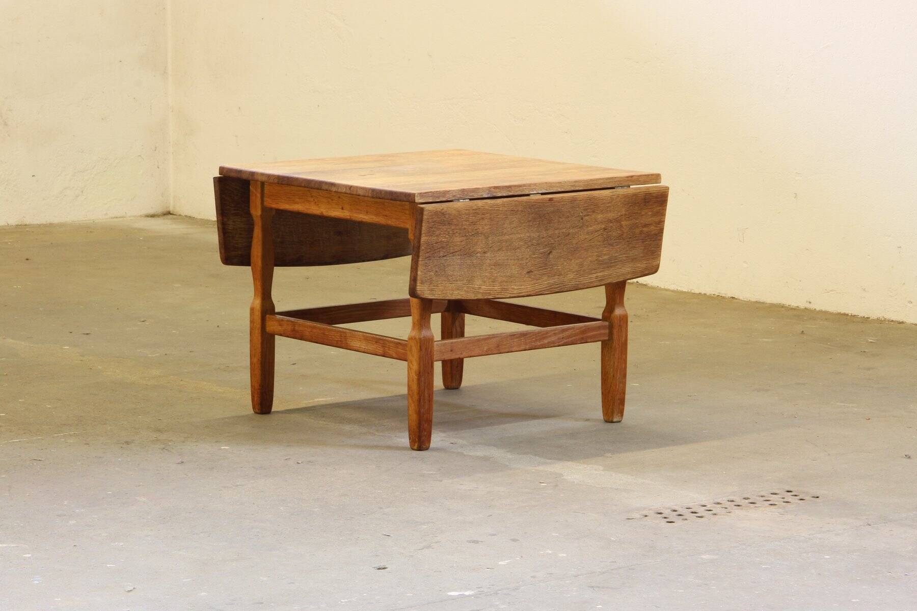 Mid-century brutalist Danish coffee table in oak attributed to Kjærnulf, 1960s
