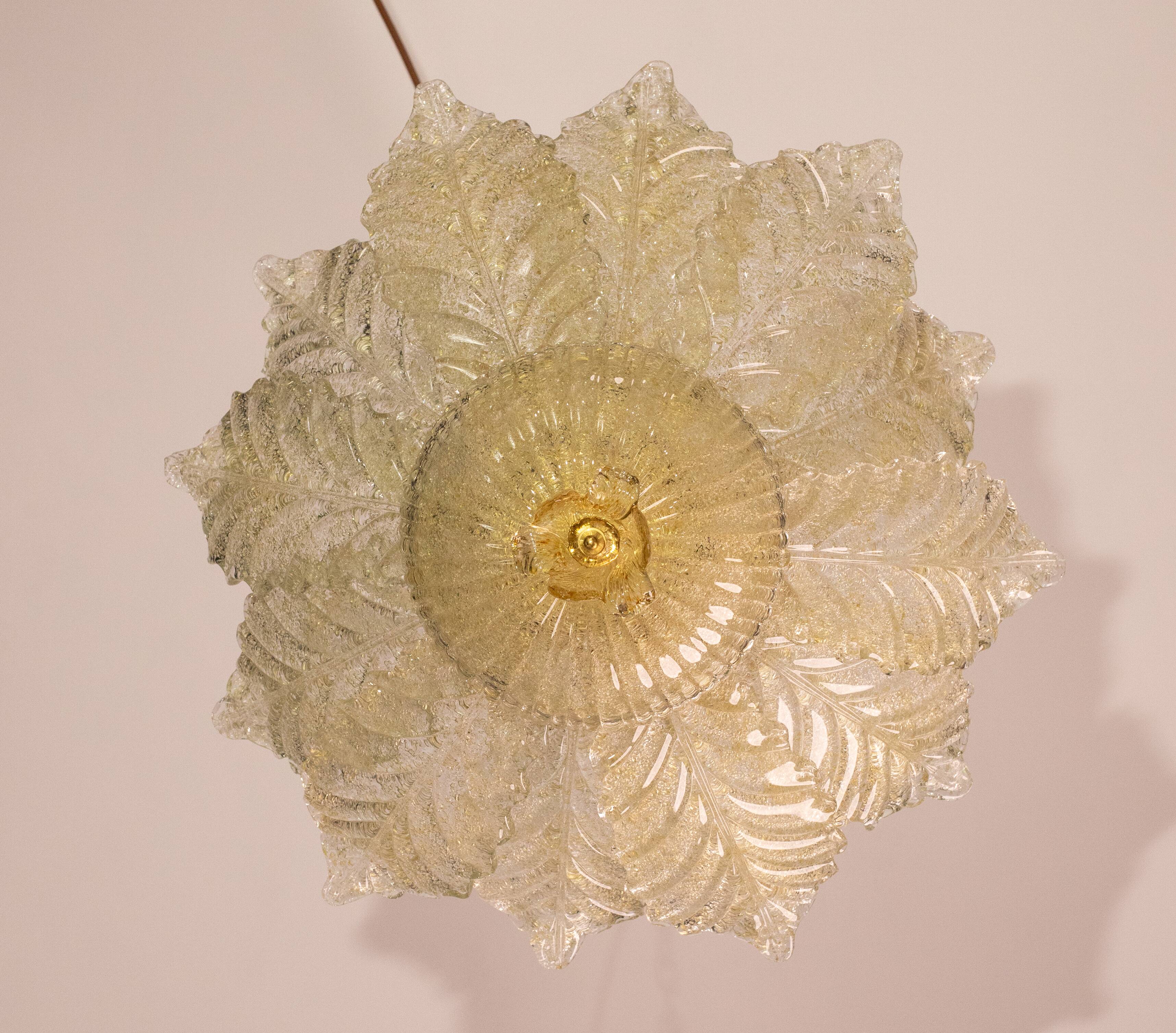 Portofino, Murano Glass Gold\Orange Ceiling Light or Flush Mount, 1970s