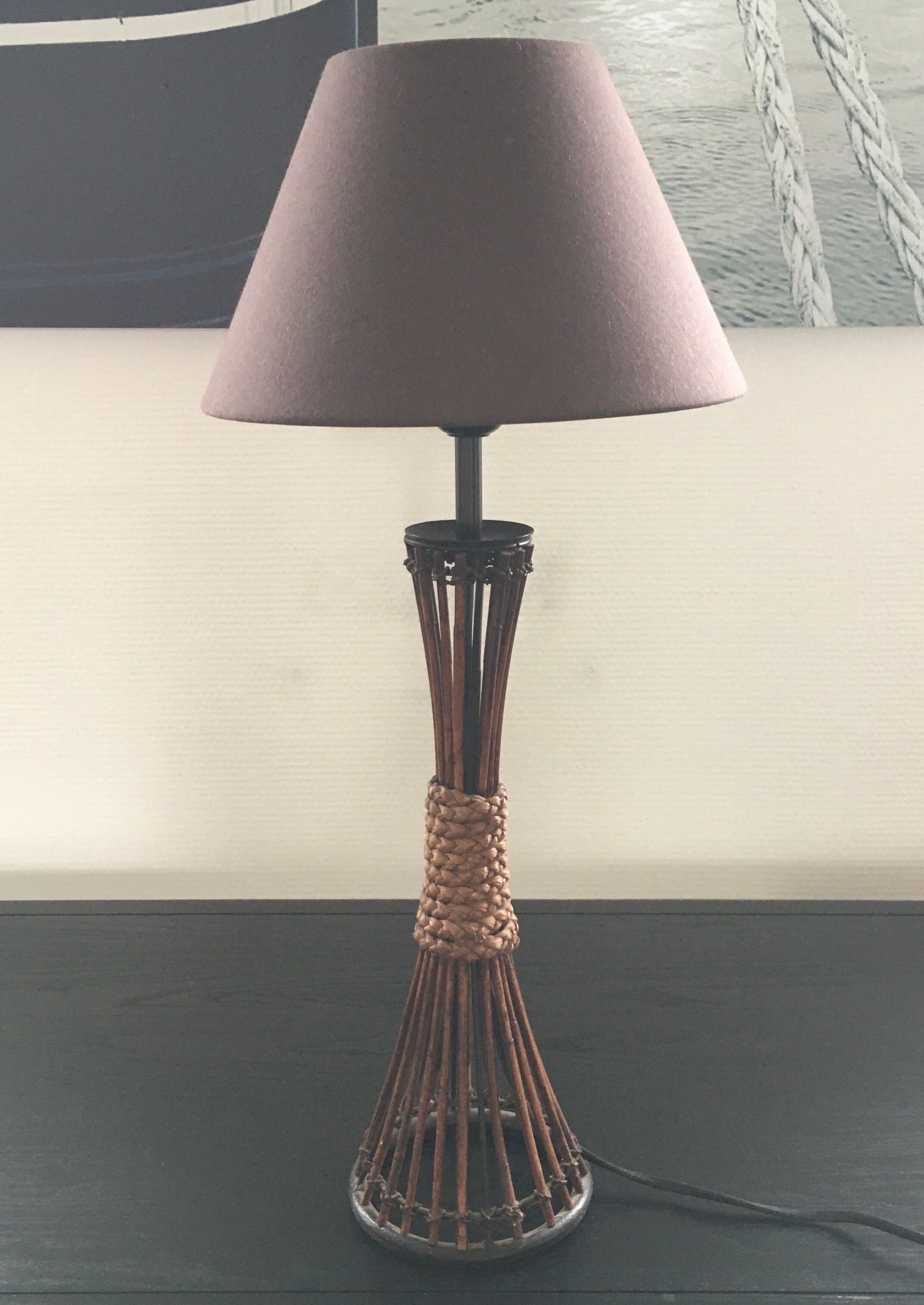 Lampe rotin et corde