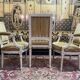 Pair of Louis XVI style cabriolet armchairs and Louis XVI chair
