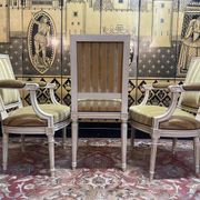 Pair of Louis XVI style cabriolet armchairs and Louis XVI chair