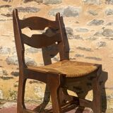6 Guillerme and Chambron straw wood chairs