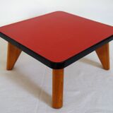 Mini vintage red formica pedestal table or stool