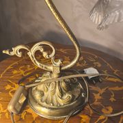 1900 desk or bedside lamp in bronze, 28x25, very beautiful patina, works.
