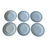 Set of 6 mismatched iron earth plates blue green tones