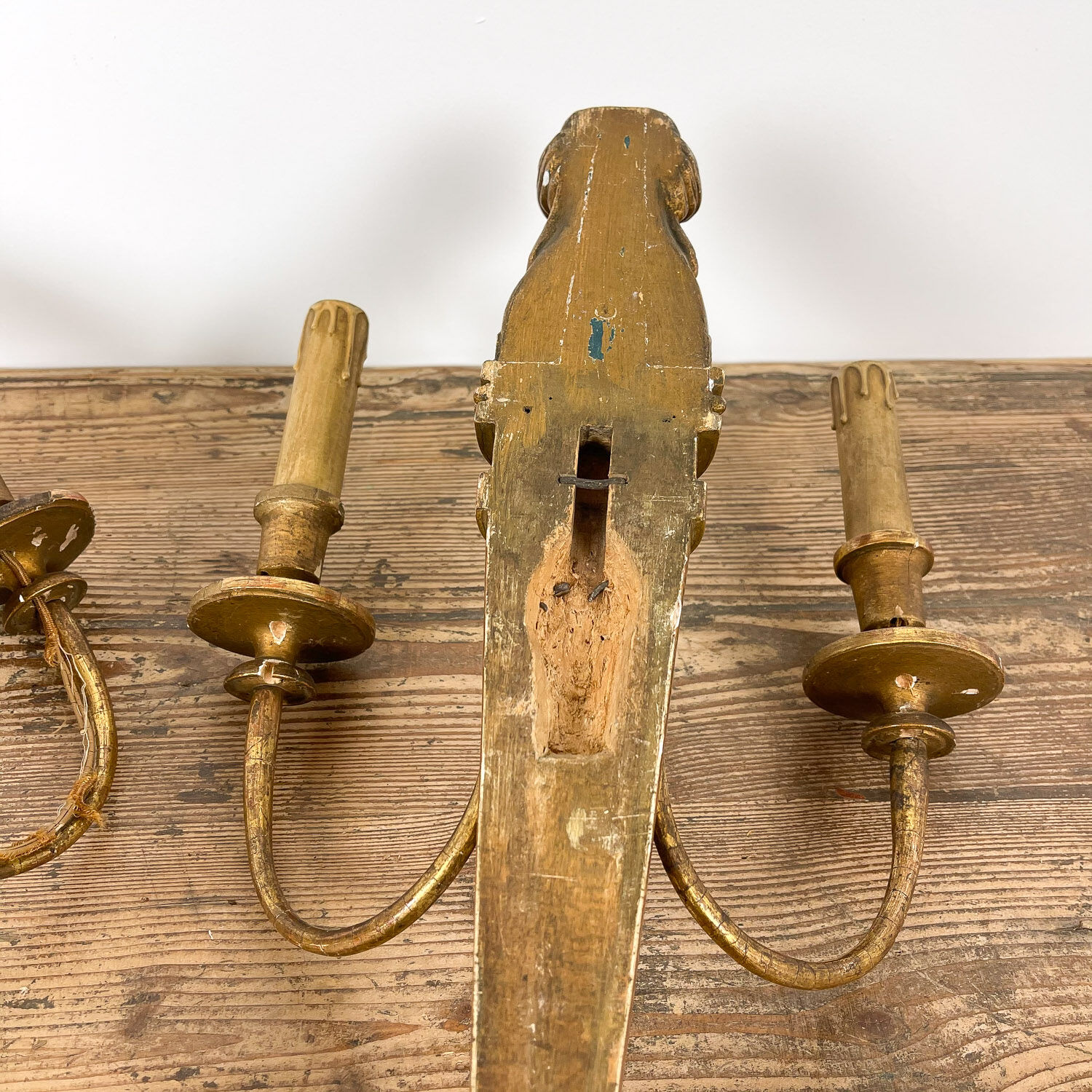 French antique louis XVI style giltwood wall sconces