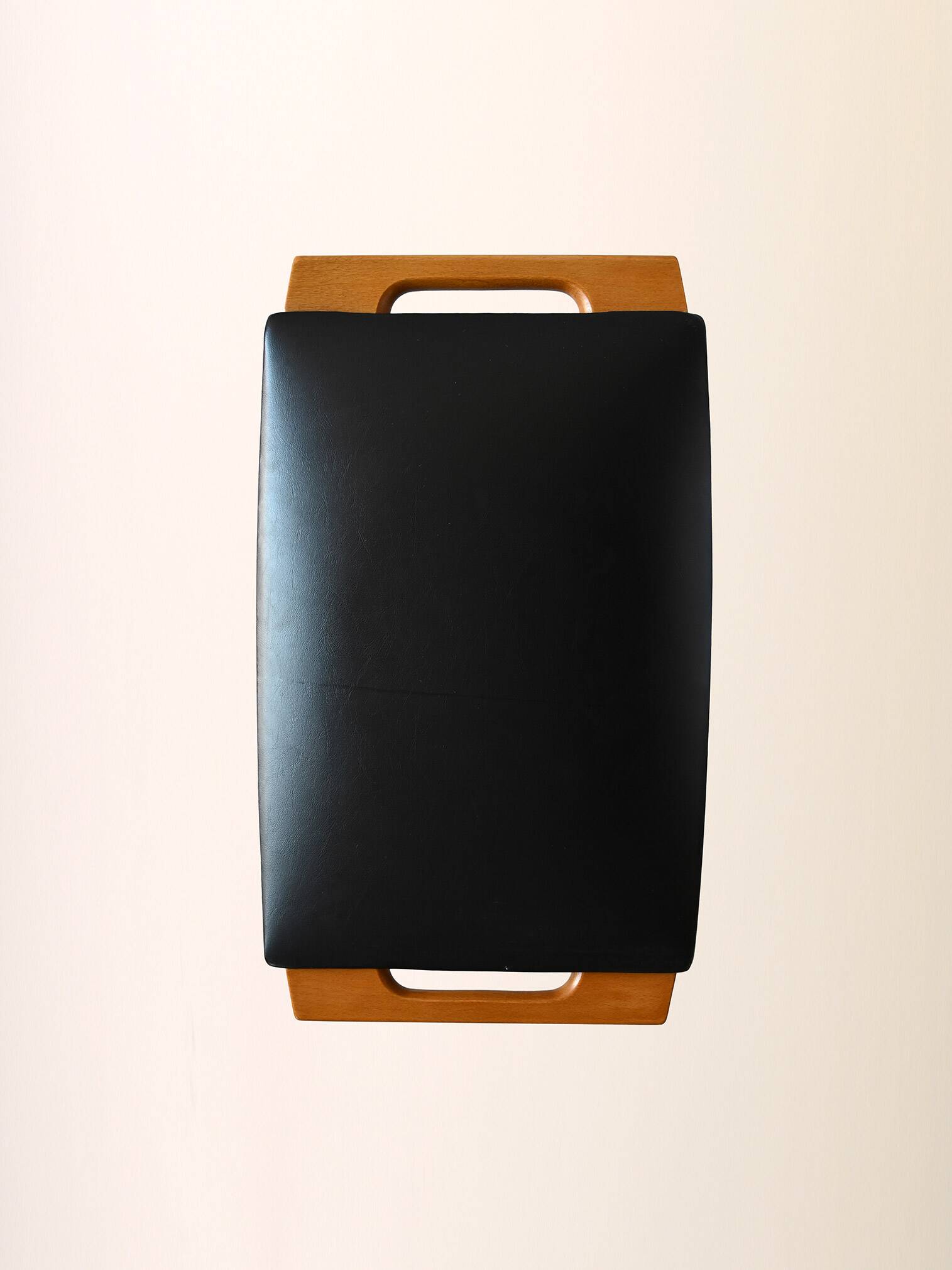 Vintage wooden and leather stool