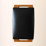Vintage wooden and leather stool