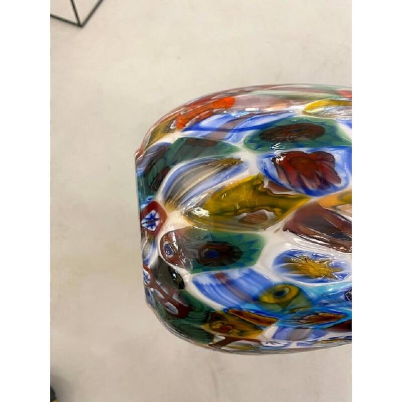 Contemporany vase murrine sphere in murano style glass with multicolored murrine like venini style b