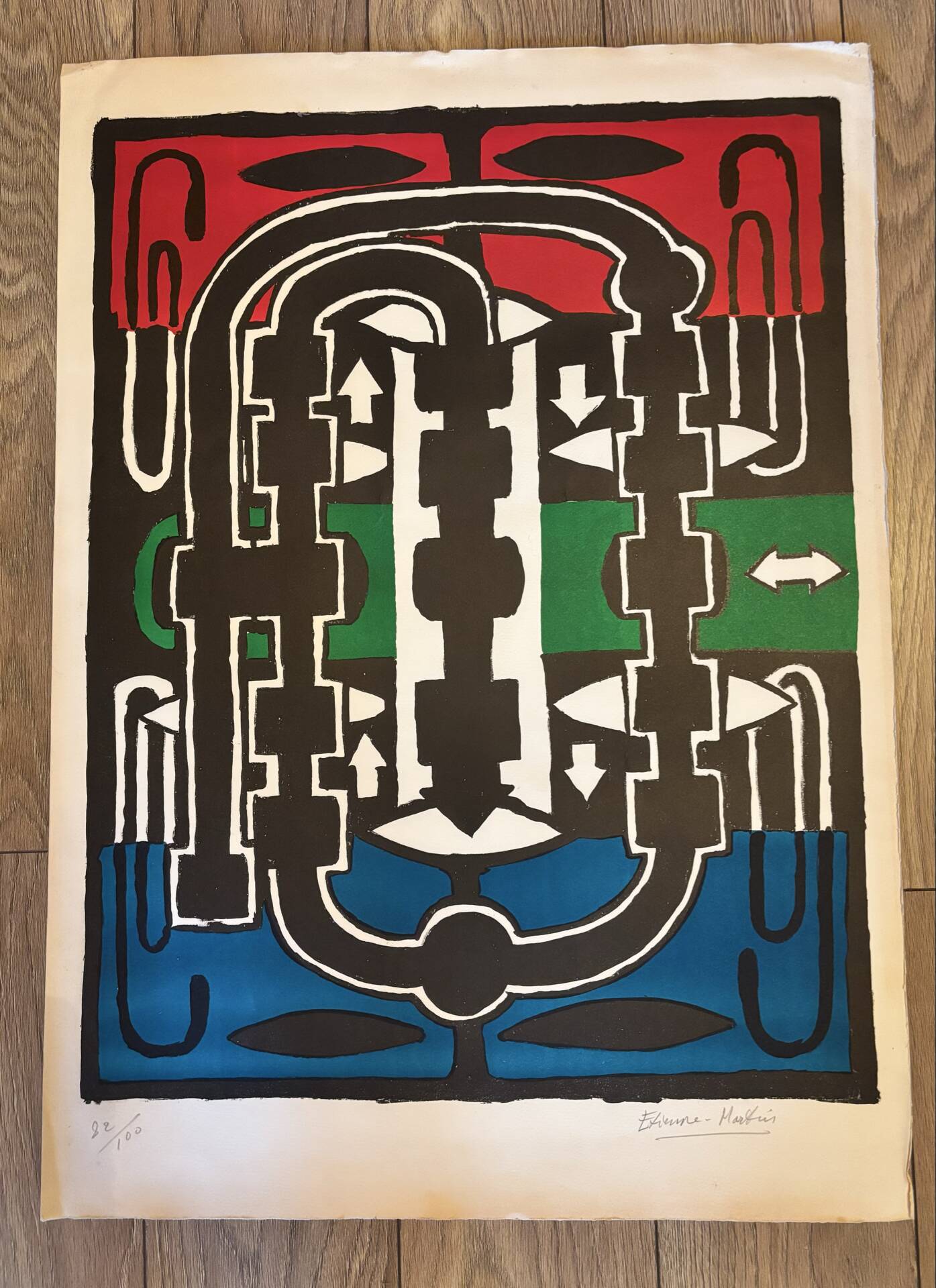 Original lithograph etienne-martin "dwellings" signed numbered 22/1