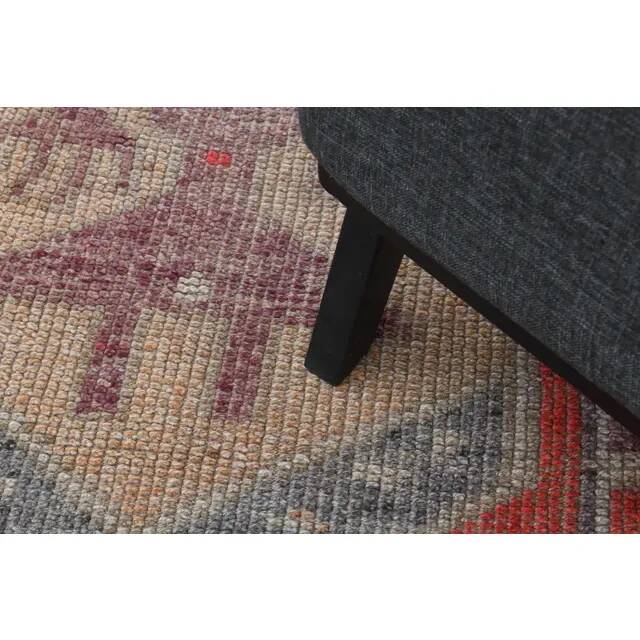 1970s Turkish Oushak Handmade Wool Cotton Red Runner Rug 86x344