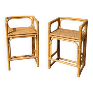 2 x tabouret en rotin