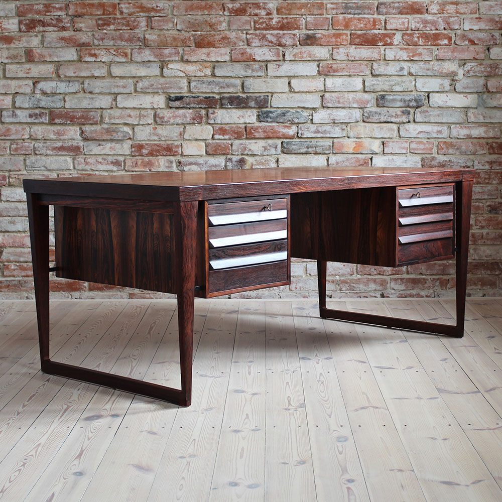Mid-Century Modern Rosewood Executive Desk by Kai Kristiansen, Model 70, 1950s