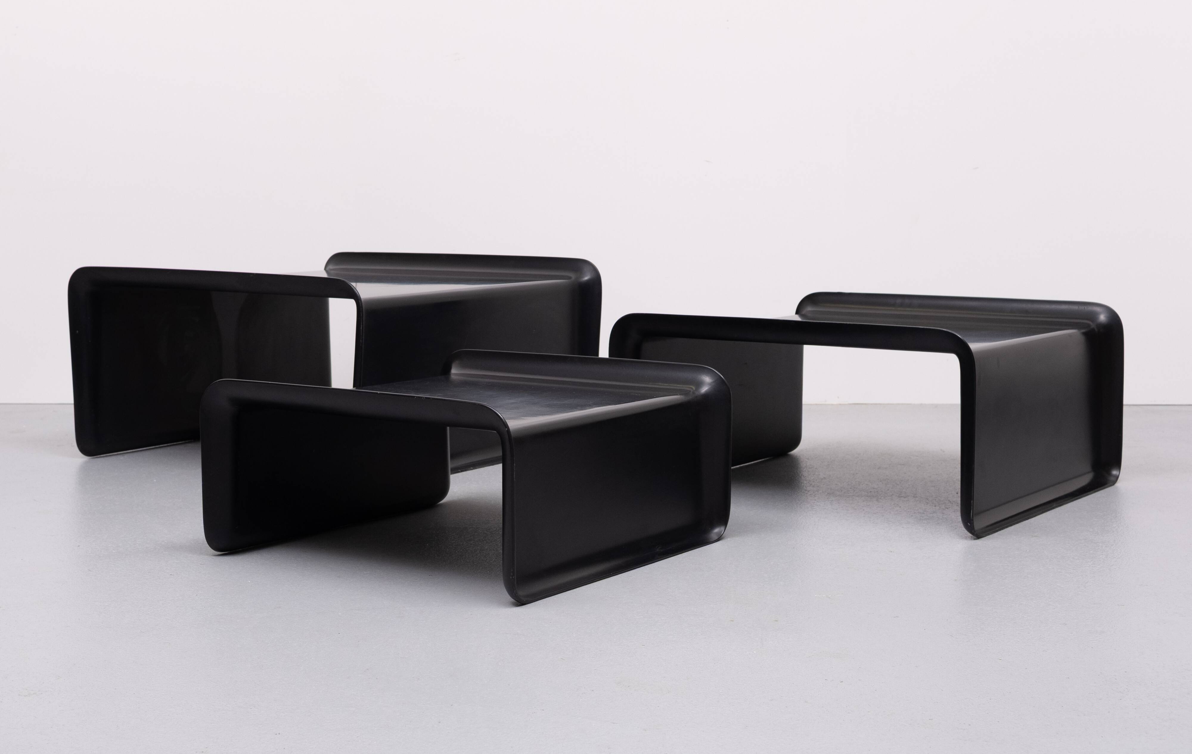 Rosenthal Large Black Fiberglass nesting tables 1970s Germany