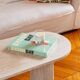 Oval coffee table in travertine